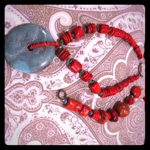 Coral and Turquoise bracelet and necklace. Italy
